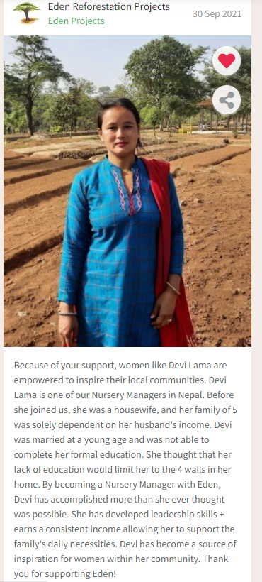 Eden project in Nepal supports jobs and gender equality
