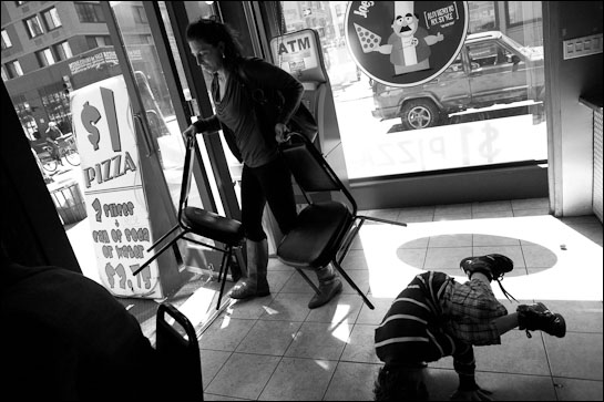 Penelope Trunk in New York with son